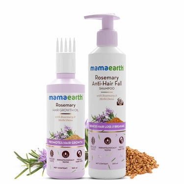 Mamaearth Rosemary Hair Growth Combo | Hair Growth Oil | Anti Hairfall Shampoo| 490 Grams